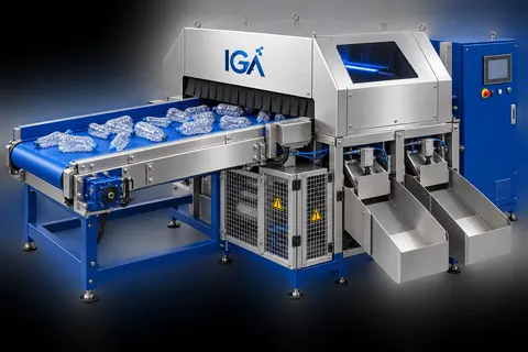 تصور أنظمة فرز البلاستيك بالحساسات والذكاء الاصطناعي بهوية IGA Lines